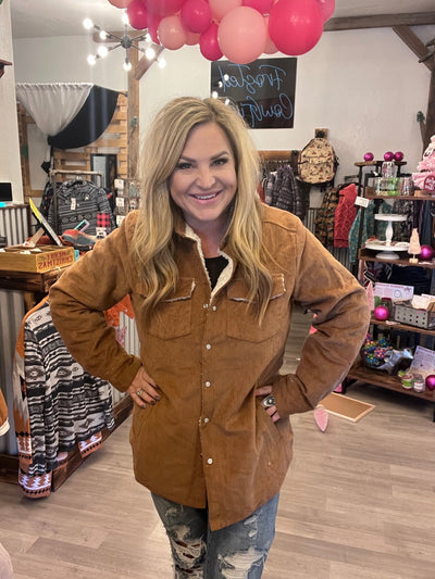 Corduroy Sherpa Jacket - The Frosted Cowgirls