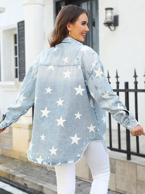 Star Denim Jacket with Pockets - The Frosted Cowgirls