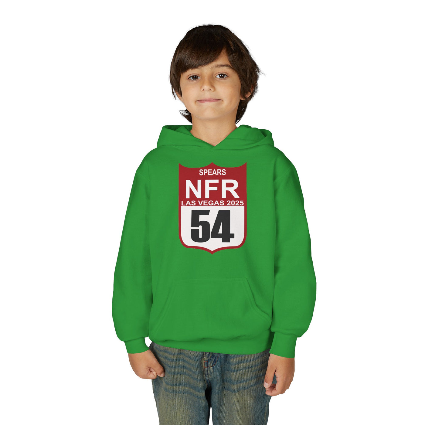 Youth Hoodie — "Spears NFR Las Vegas 2025" Rodeo Shield 54