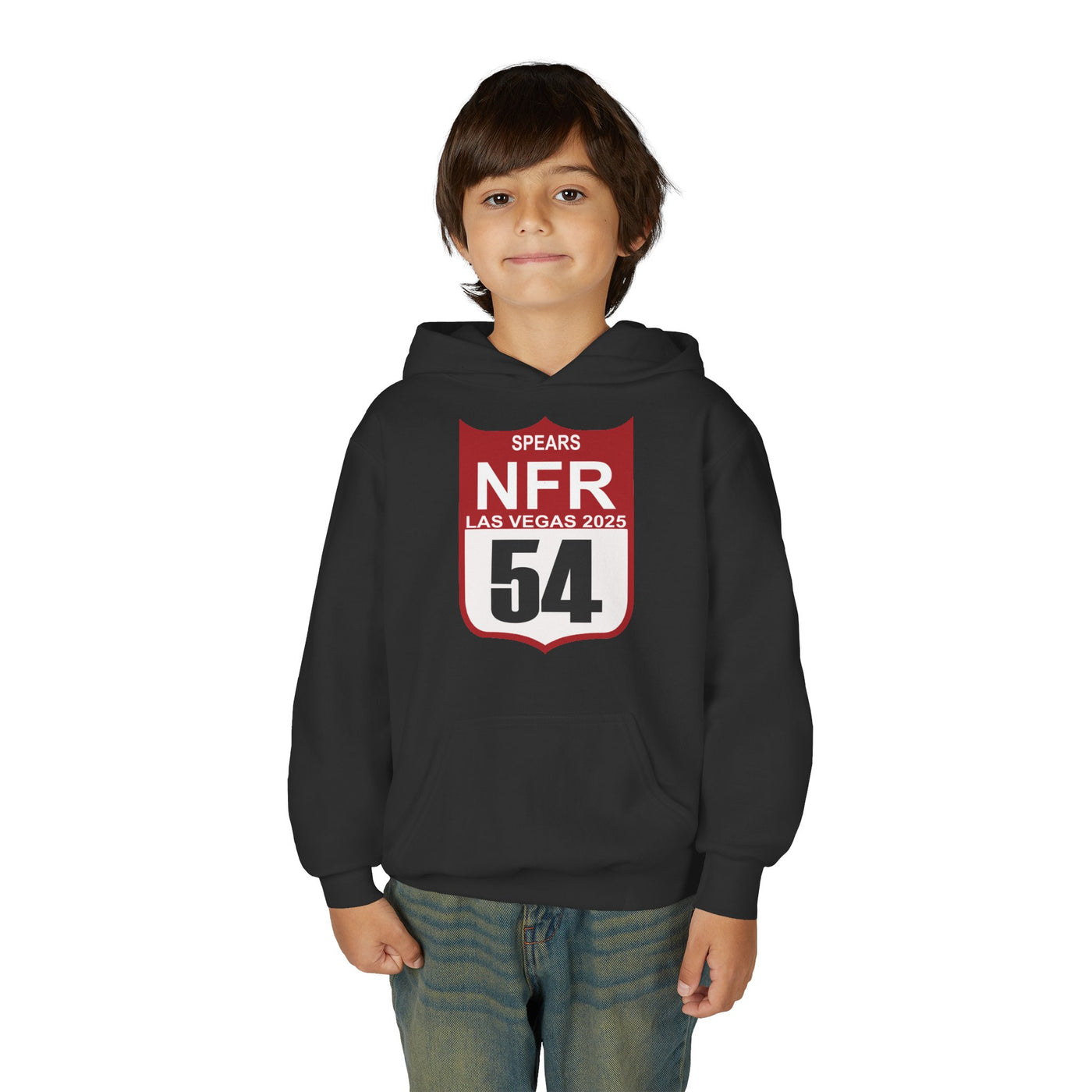 Youth Hoodie — "Spears NFR Las Vegas 2025" Rodeo Shield 54