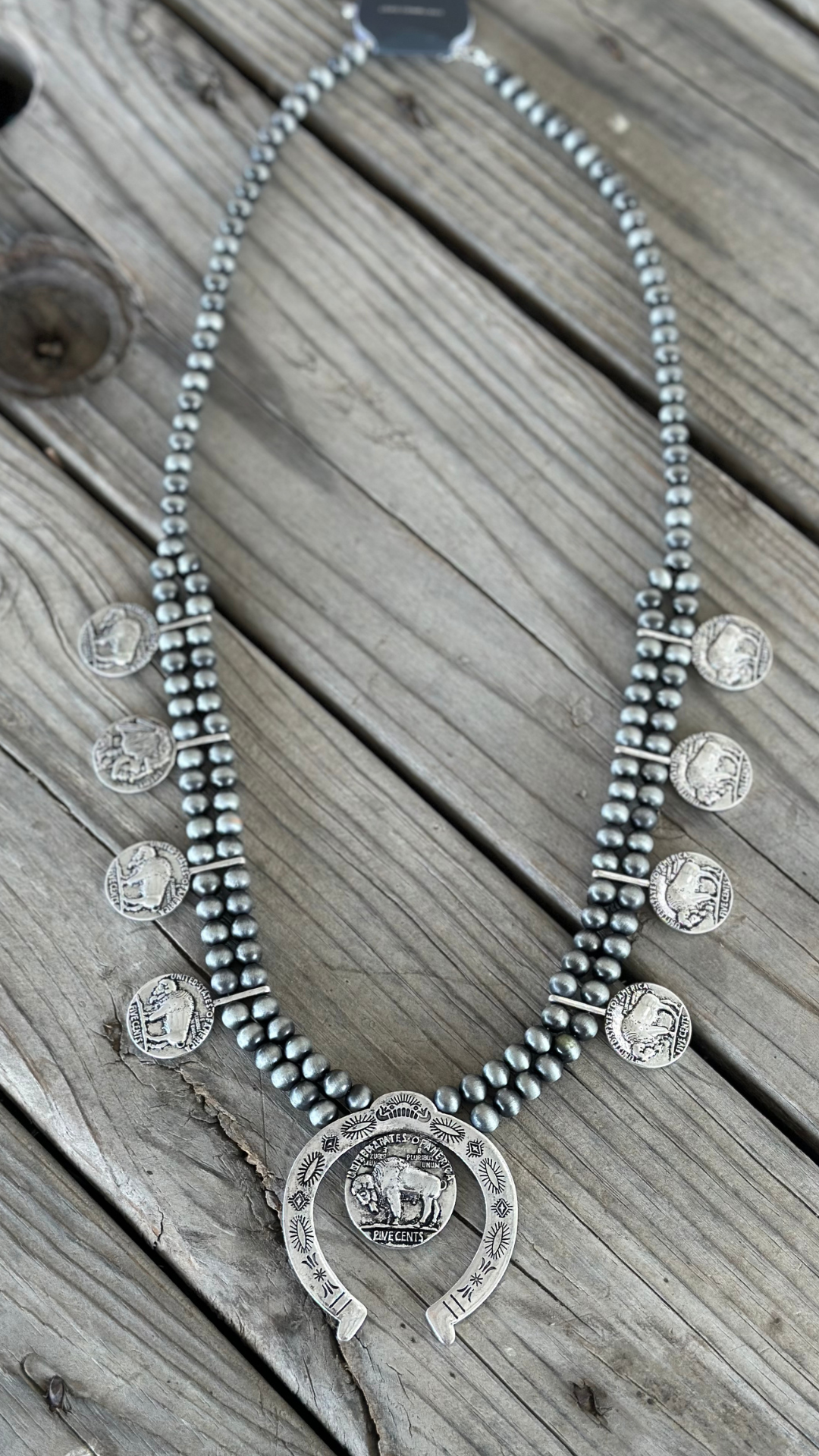 Buffalo Coin Squash Blossom Necklace