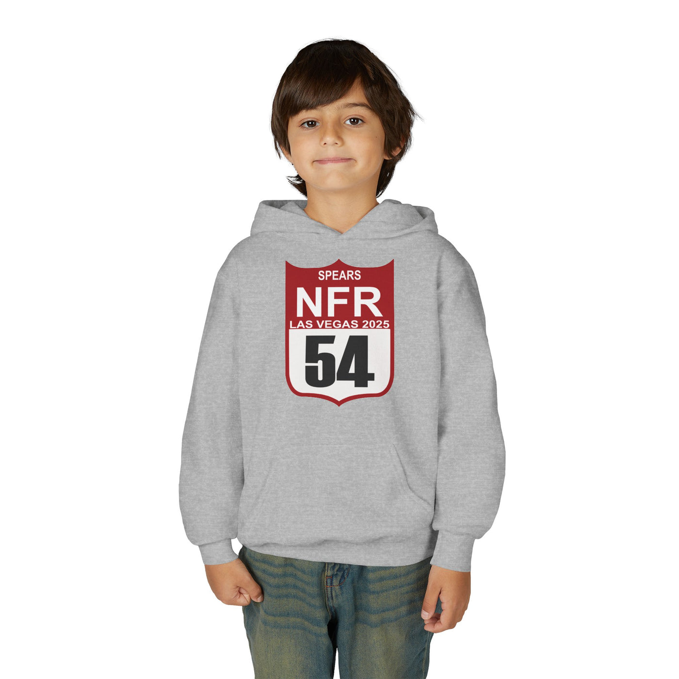 Youth Hoodie — "Spears NFR Las Vegas 2025" Rodeo Shield 54