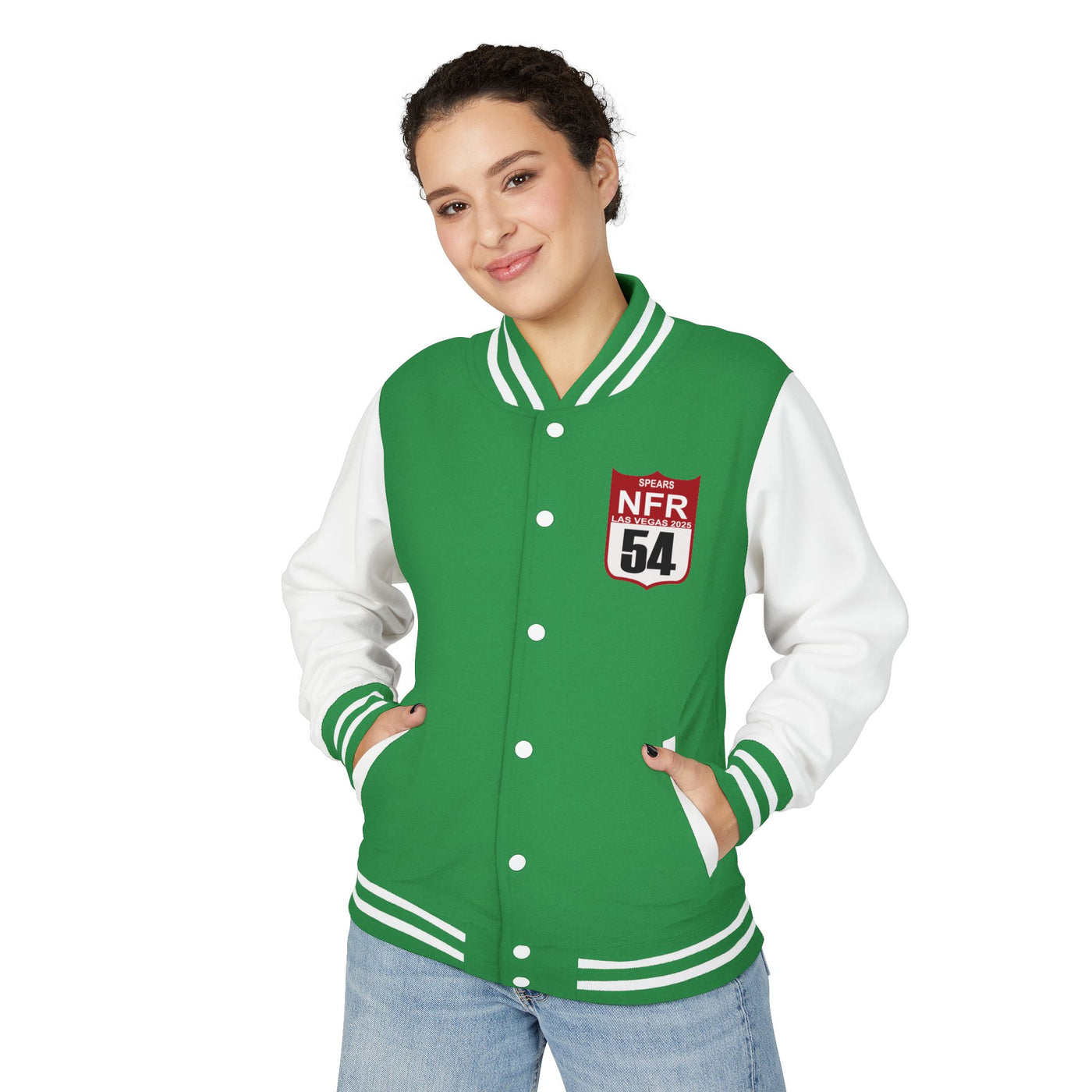Jordan Spears- Letterman Jacket — NFR 54 Patch Varsity Jacket