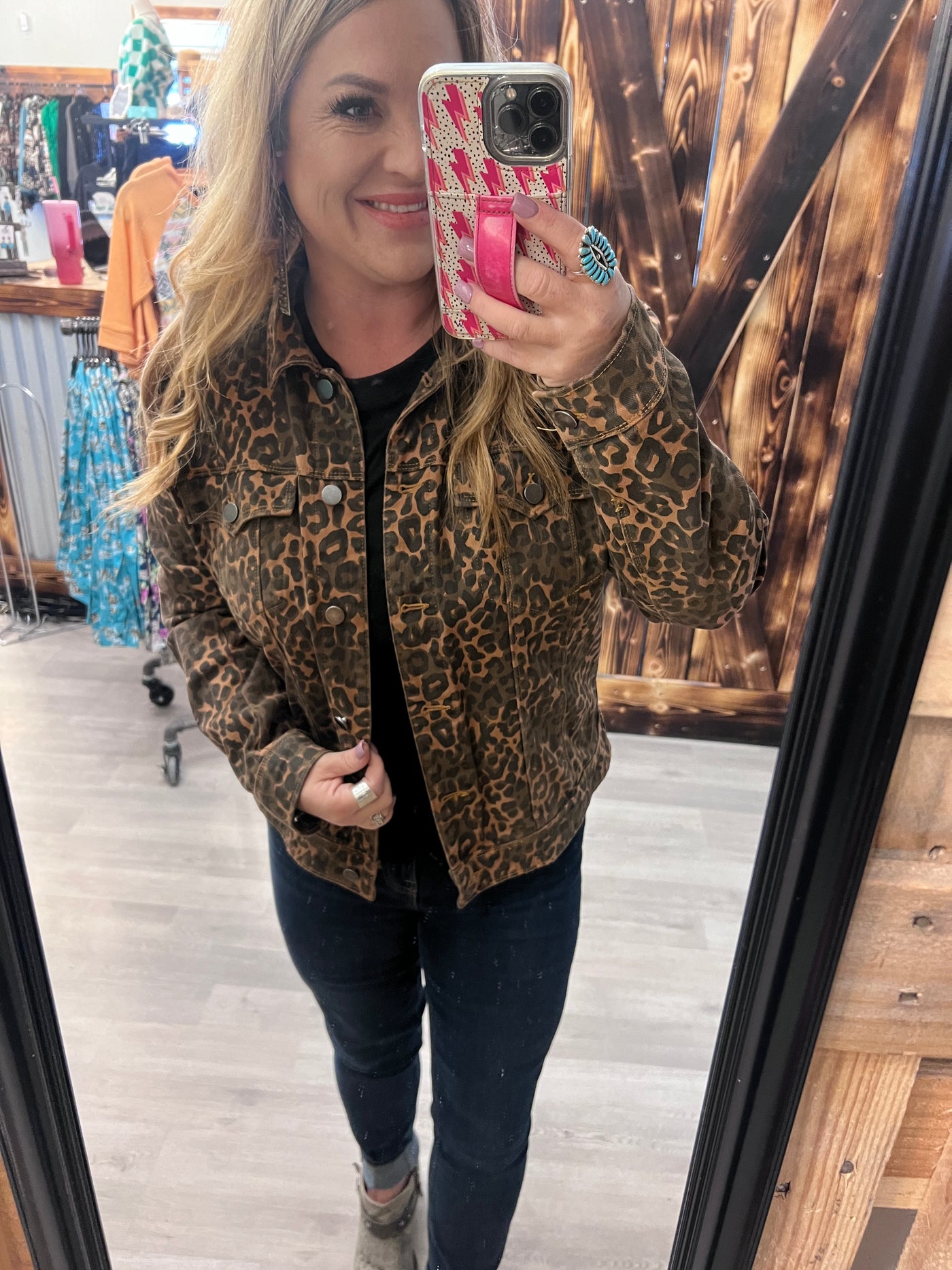 Scully Cheetah Denim jacket L