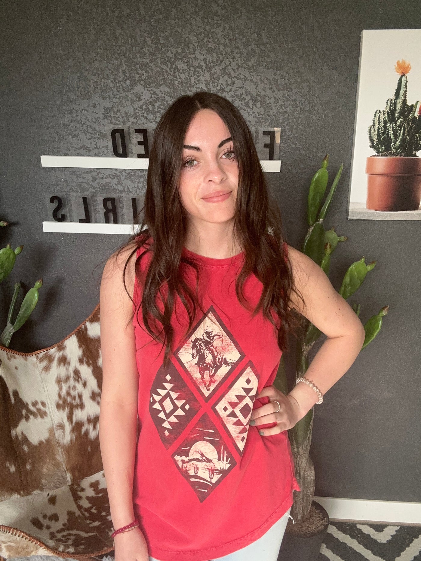 Rodeo Red Graphic Tank Top