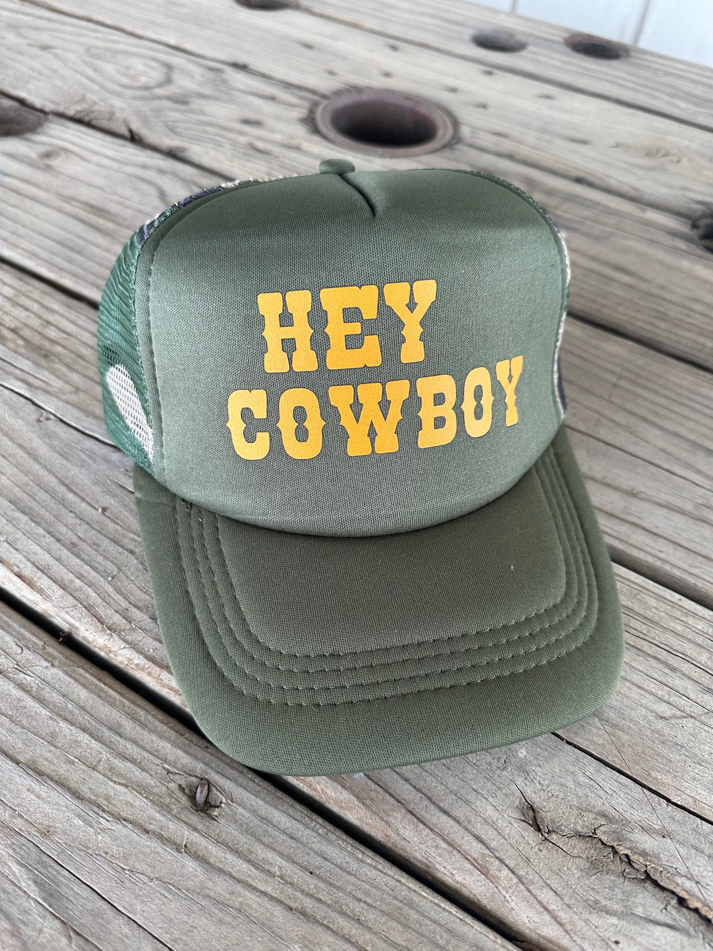 Hey Cowboy camo Trucker Hat