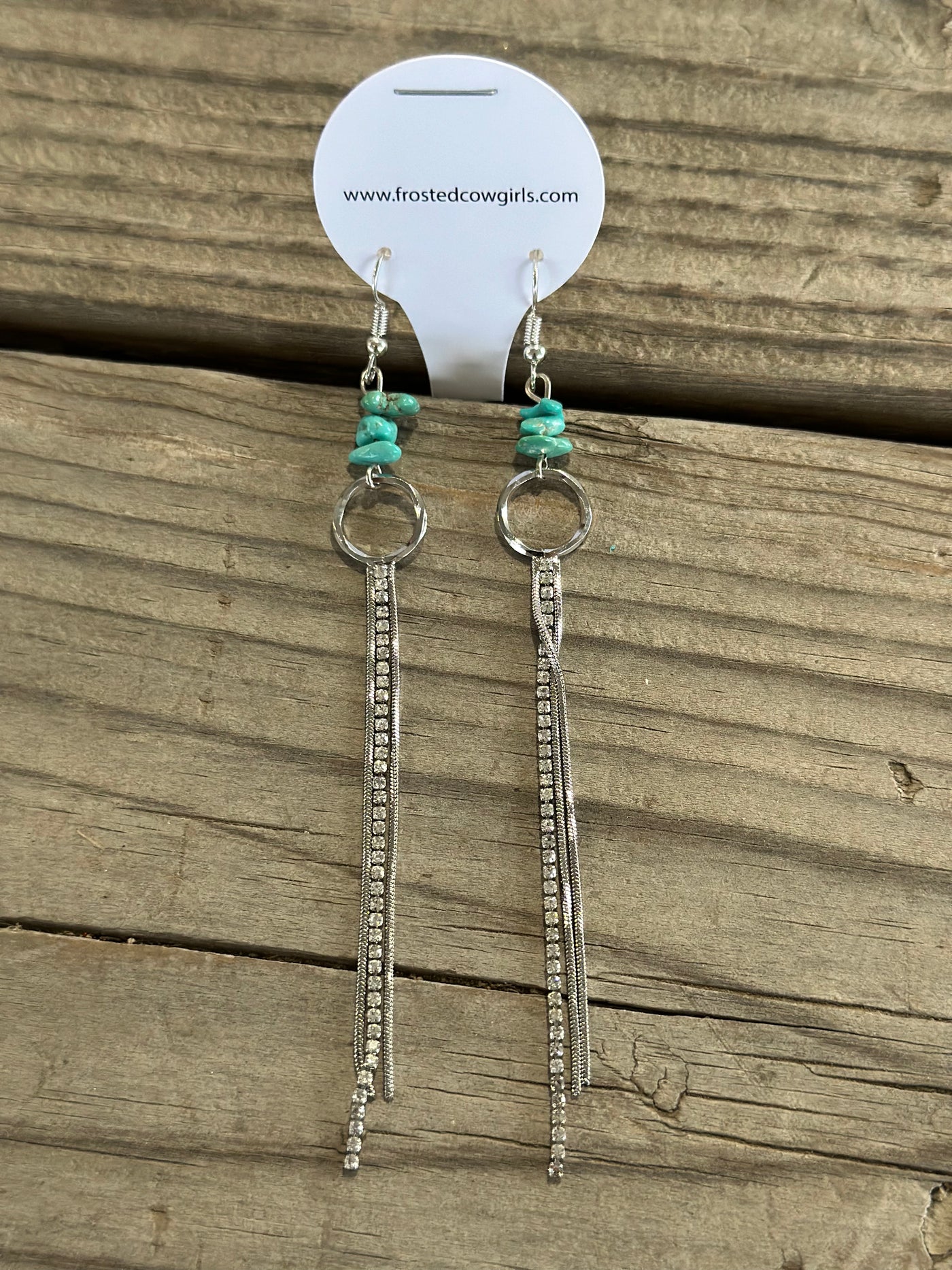Turquoise and Silver String Earrings