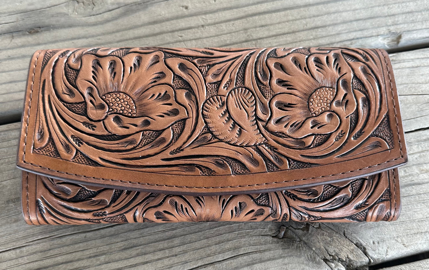 Iris Leather tooled Clutch