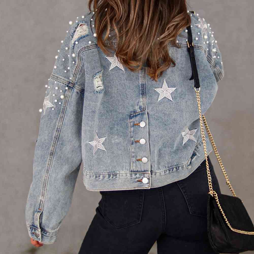 Bead Detail Denim Jacket - The Frosted Cowgirls