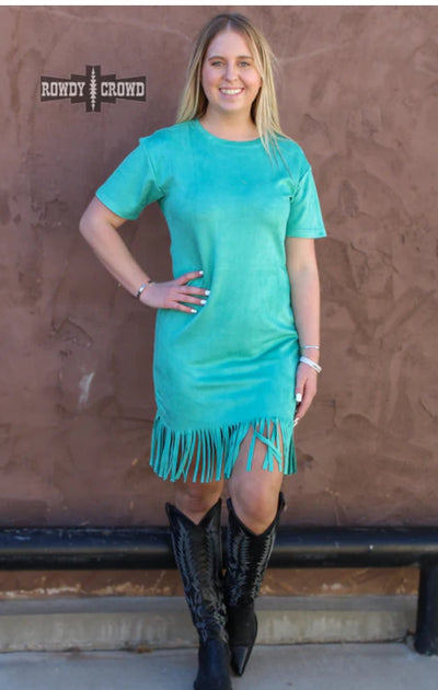 Best Turquoise Fringe Dress - The Frosted Cowgirls
