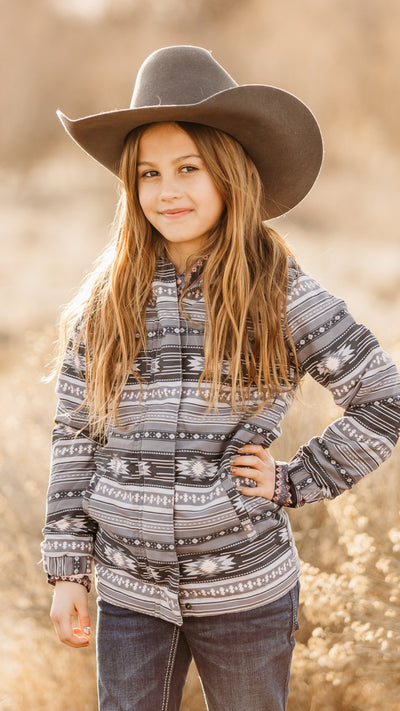 Girls gray aztec coat - The Frosted Cowgirls