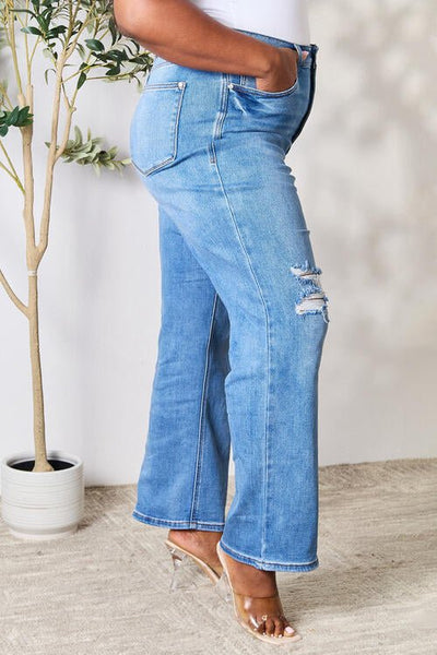 Judy Blue Full Size High Waist Distressed Jeans - The Frosted Cowgirls