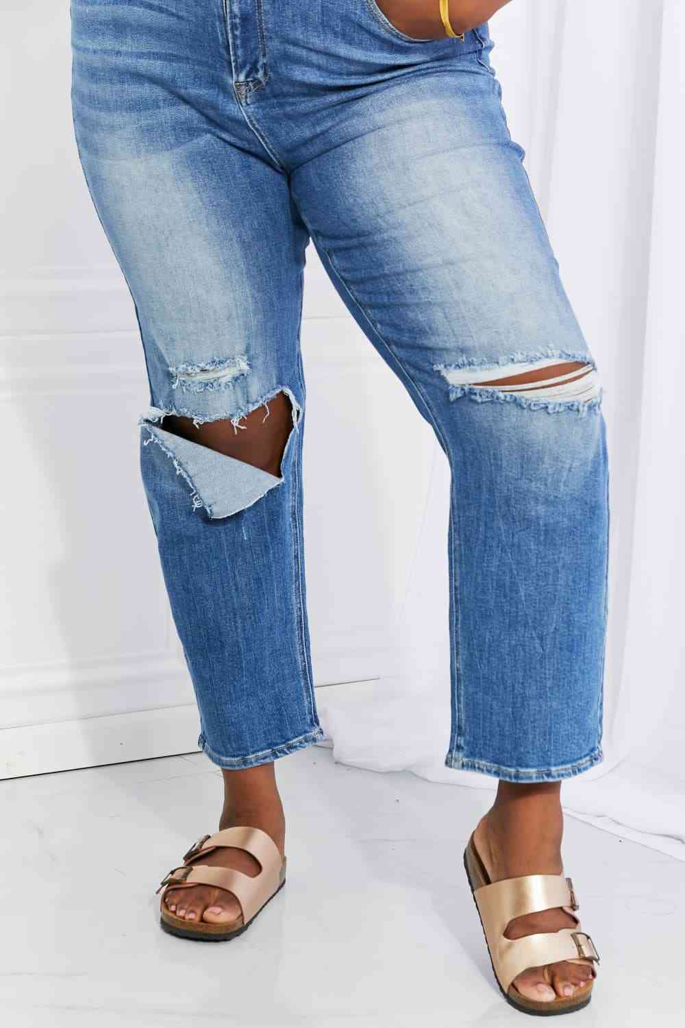 RISEN Full Size Emily High Rise Relaxed Jeans - The Frosted Cowgirls