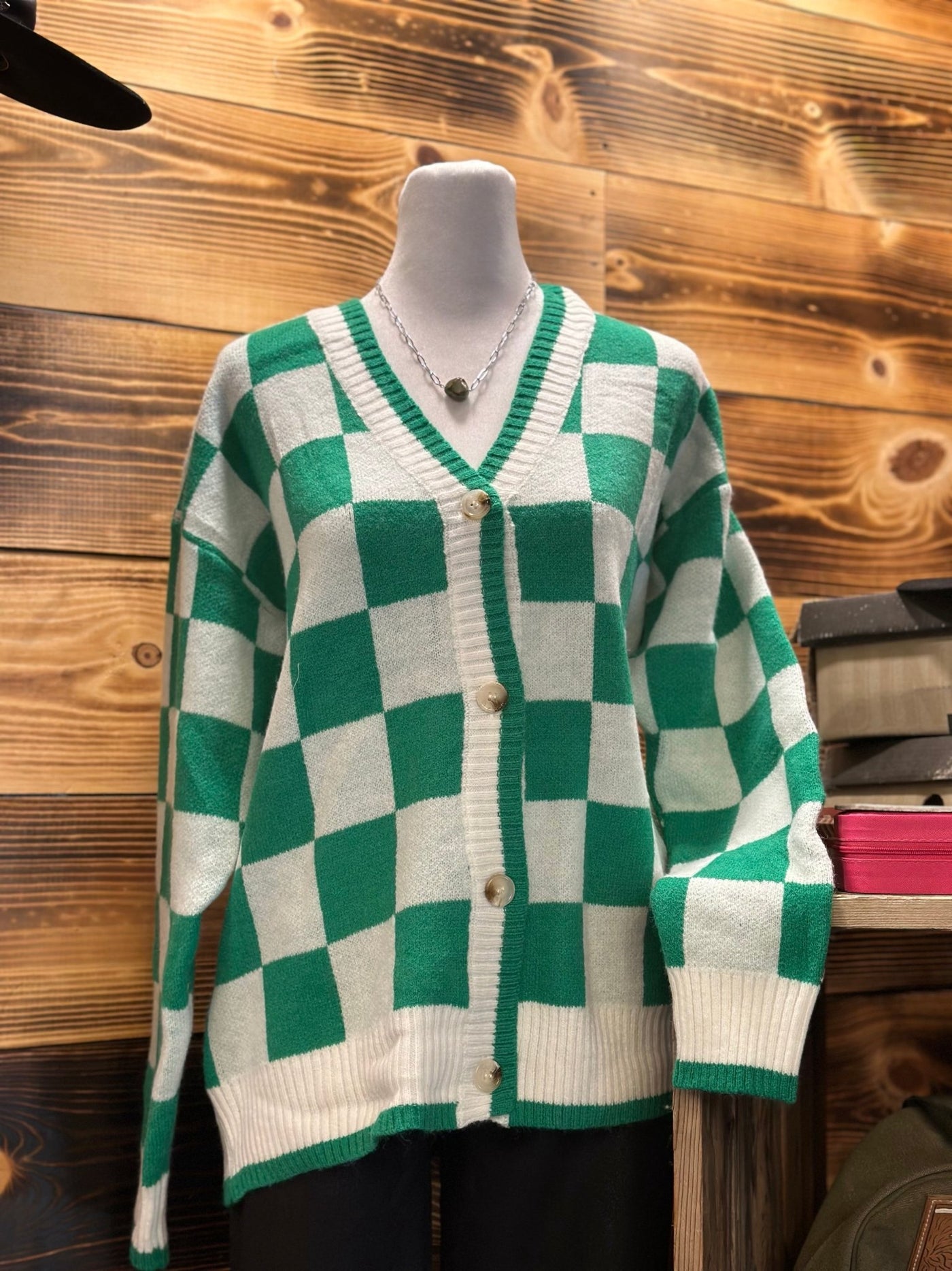 Shamrock Checkered Cardigan - The Frosted Cowgirls