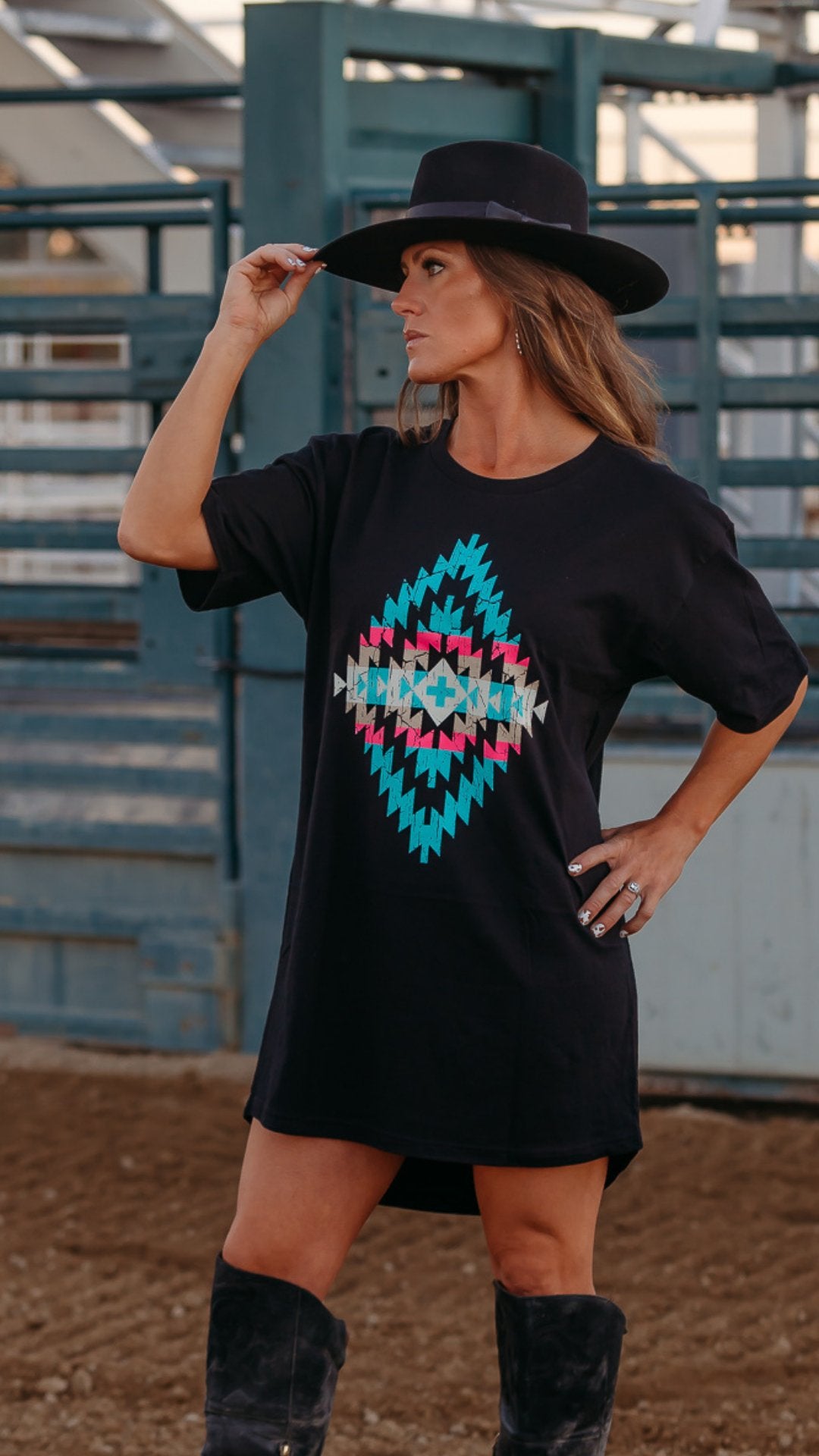 Turquoise Sands T-shirt Dress - The Frosted Cowgirls