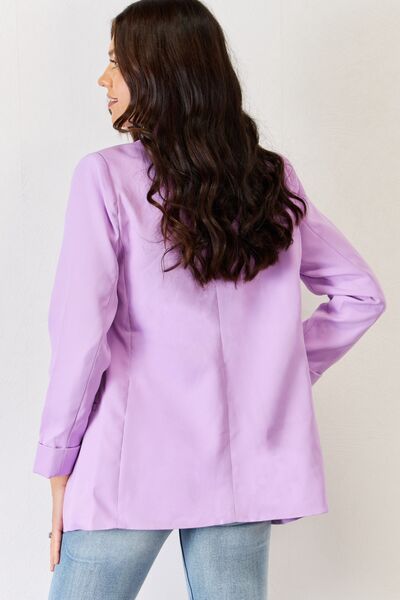 Zenana Open Front Long Sleeve Blazer - The Frosted Cowgirls